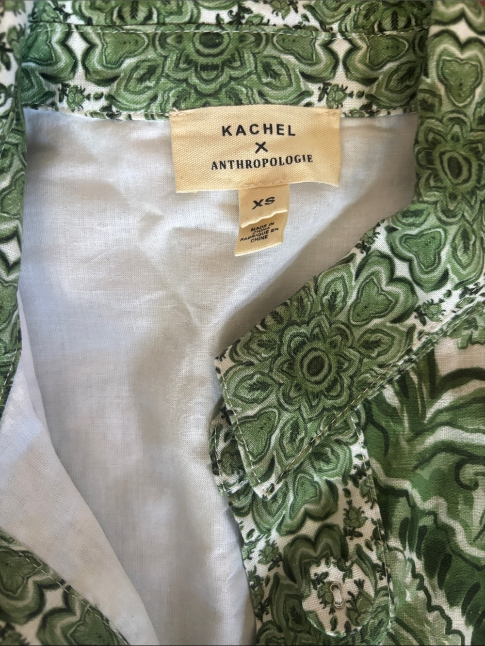 Anthropologie White and Green Paisley-Print Maxi Dress - Picture 2 of 2